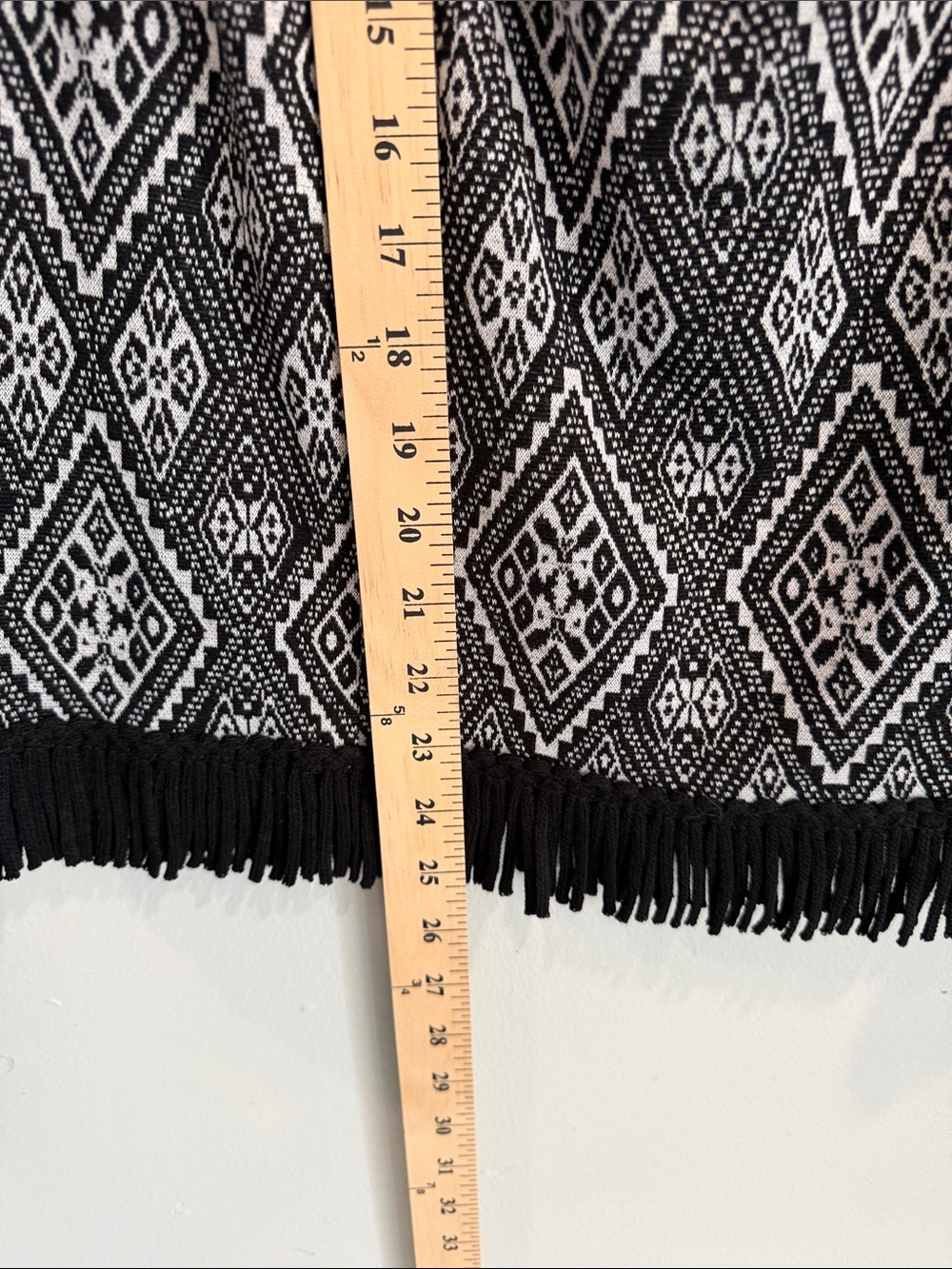 Nina Leonard Black & White Geometric Fringe Midi Skirt - Picture 7 of 9